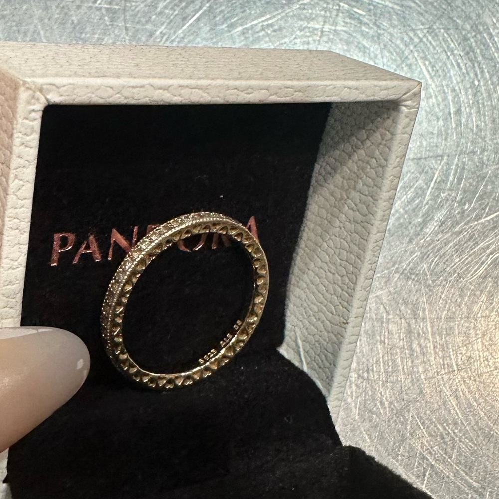 Pandora Simple Sparkle & Hearts Gemstone Ring Gold ✨♥️💍 - Picture 7 of 9
